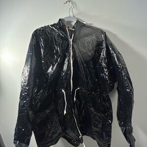 80s vintage latex Black rain Jacket